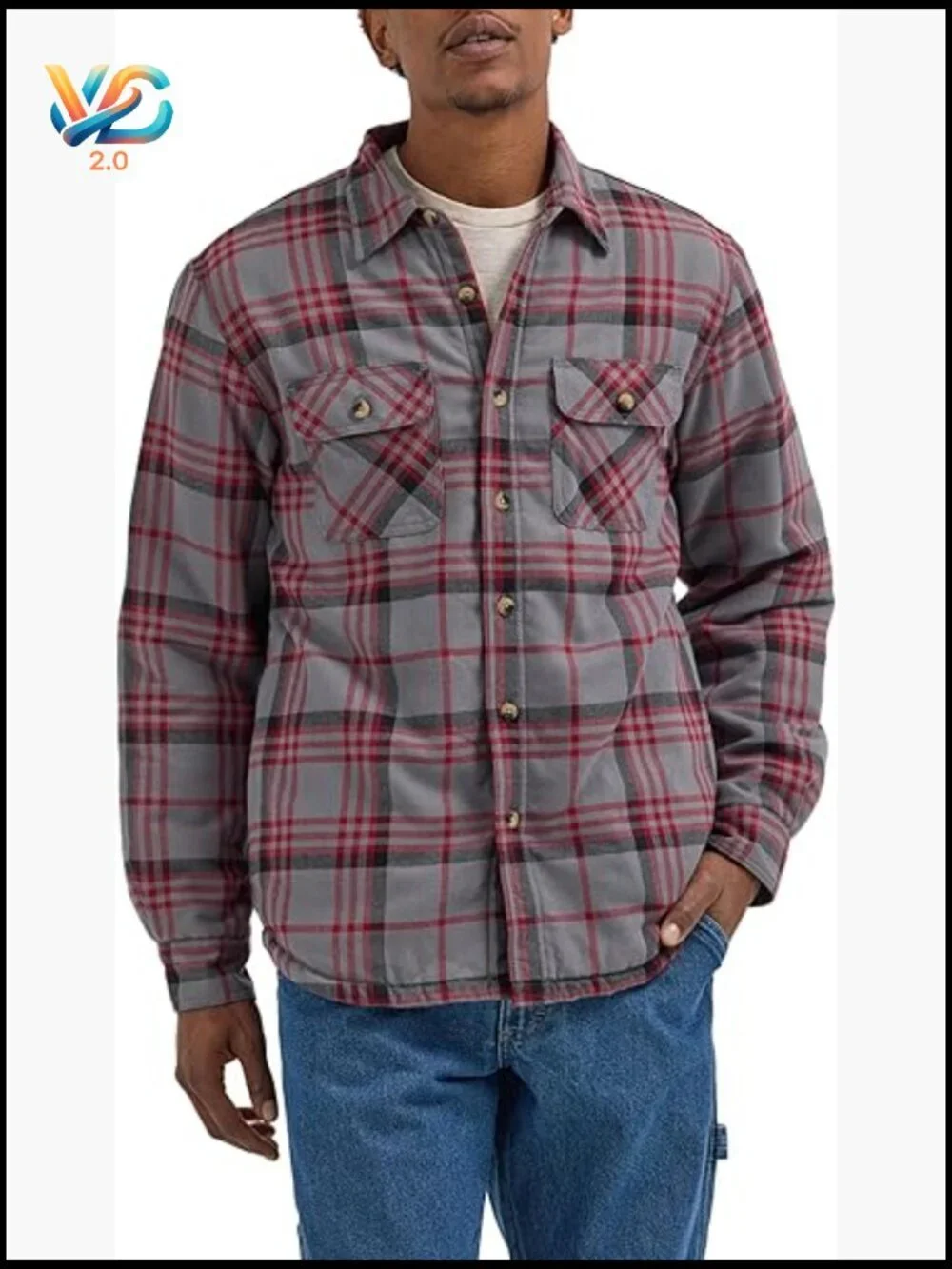 Men's Sherpa Lined Flannel Shirt Jacket Long Sleeve Relaxed Fit Plaid